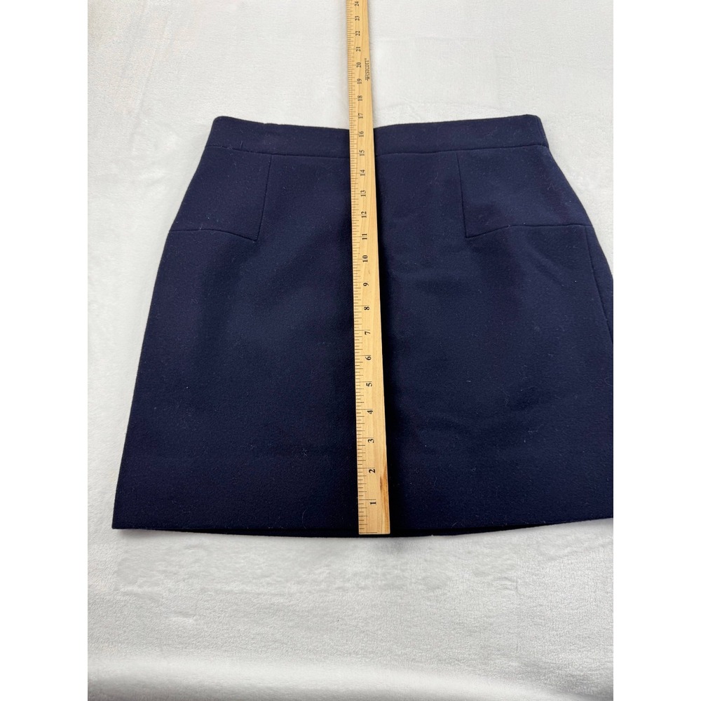 J.Crew Double Serge Wool Mini Skirt Women's 4 Deep Navy Pull-On Back Zip Classic - Picture 6 of 9
